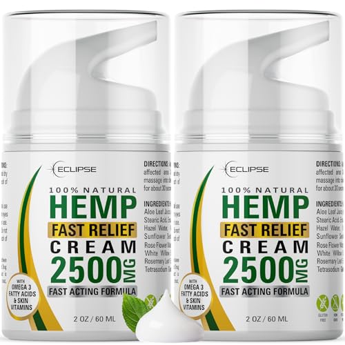 Eclipse Hemp Cream 4 oz (2 Pack) - Made in USA with Arnica & Natural Hemp Extract