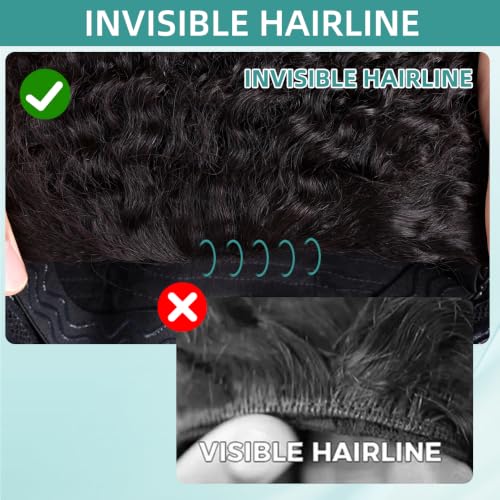 MSGEM Afro Kinky Curly Half Wig Human Hair 16 Inch 220% Density Glueless & Beginner Friendly