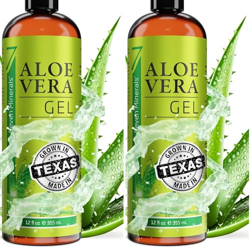 Aloe Vera Gel 12 Fl Oz Pack of 2 - 99% Organic, Rapid Absorption, No Sticky Residue