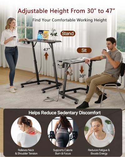 Black Adjustable Height Standing Desk for Walking Pad Treadmill Workstation