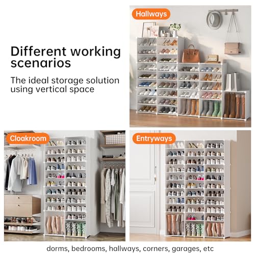 Large 72-Pair Shoe Rack Organizer - Tall & Expandable Closet Storage System