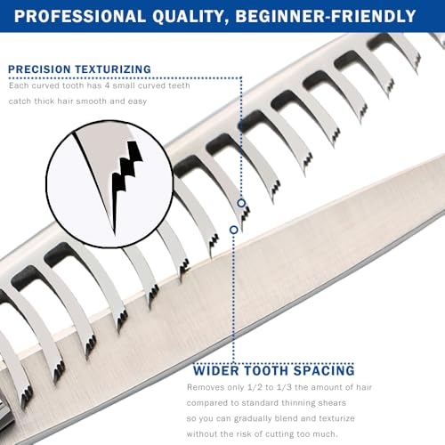 Blue 6.5-Inch Professional Texturizing Hair Shears for Precise Thinning