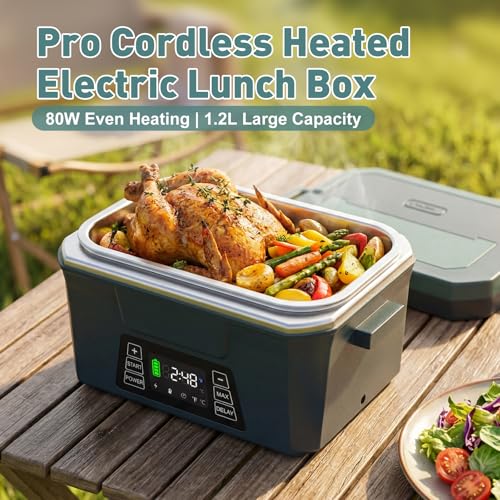 Vingud Turquoise Cordless Electric Lunch Box with APP Control & 18000mAh Battery