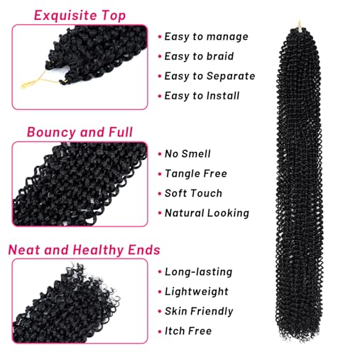 Dorsanee Passion Twist Hair 30 In - Water Wave Crochet 7 Packs #1B, Pack of 7, 16 Strands/Pack
