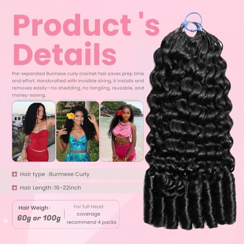 ScalaHair Burmese Curly Crochet Human Hair 14 Inch Natural Black 60g