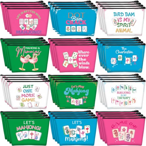 48 Pcs Mahjong Makeup Bags Bulk - Mahjong Theme Cosmetic Pouch Set for Women - Variation of THIS listing