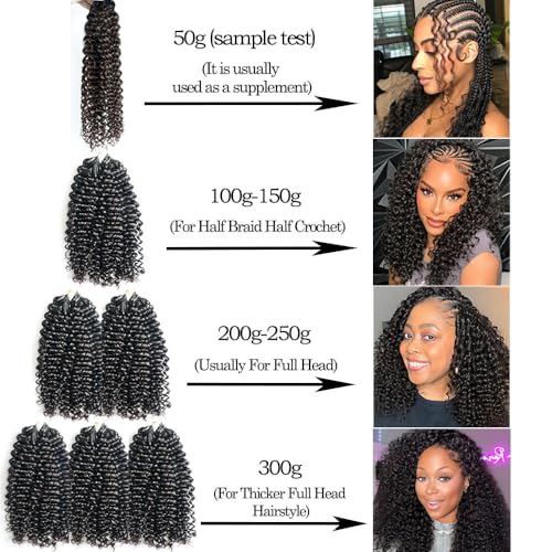 Youleas 14 Inch Pre-Separated Human Hair Curly Crochet Extensions 50g Reusable Knotless Braiding Hair