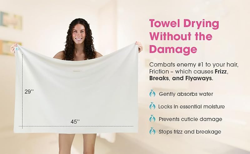 Hair RePear 29x45 Natural Cotton Hair Towel - Anti-Frizz, Gentle & Absorbent