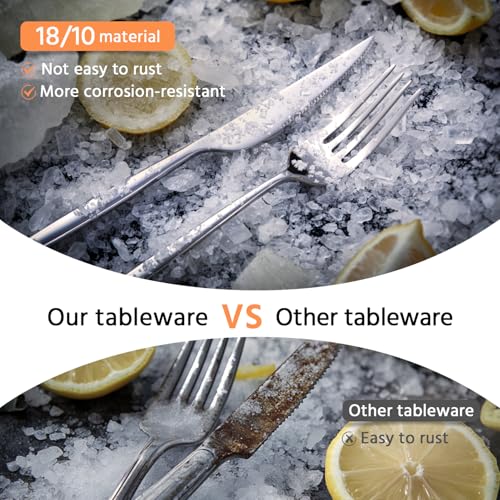 36-Piece Silverware Set for 6 - Steak Knives & Flatware in Silver Variation