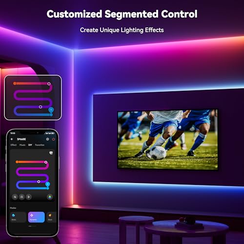 RGB Chasing Color LED Strip Lights - 32.8ft Addressable COB Smart Lights for Party & Bedroom