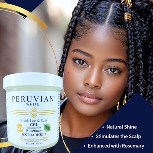Peruvian White Extra Hold Braid, Loc & Edge Gel - Rosemary, 16 oz