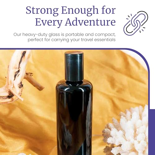 50ml Ultraviolet Glass Essential Oil Roller Bottle with Black Cap - Airtight & Reusable