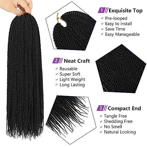 Senegalese Twist Crochet Hair 7 Packs - Ombre 14 Inch Micro Braids, Pre Looped