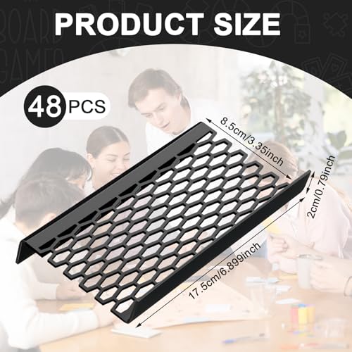 48 Pcs Geometric Trading Card Risers for Display Case - Black Acrylic