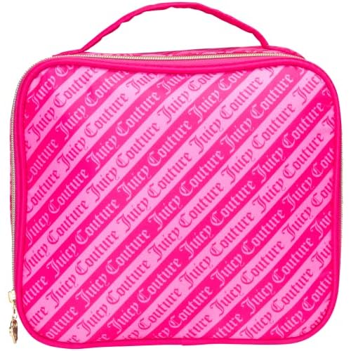 Juicy Couture Hot Pink Makeup Bag Cosmetics Organizer Travel Essentials Compartmentalized Logo Print