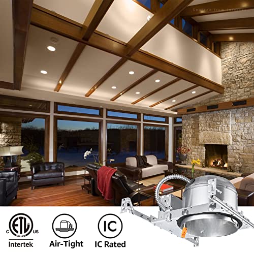 8-Pack 6 Inch Shallow Recessed Lighting Housing for New Construction - IC Rated, Airtight