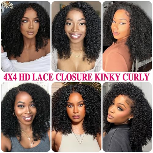 18 Inch Kinky Curly HD Lace Closure Human Hair Extensions - Pre Plucked & Baby Hair