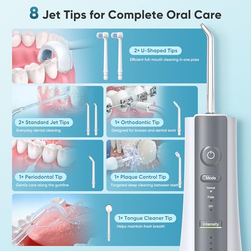 Cordless Water Flosser with U-Shaped Tip, 350ml Tank, 3 Modes, Travel Ready