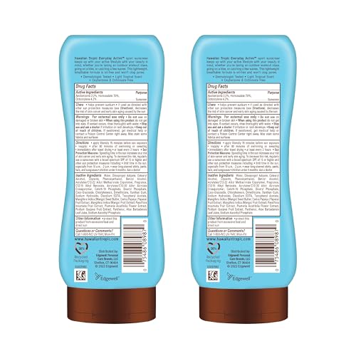 Hawaiian Tropic SPF 30 Sunscreen Lotion 8 Fl Oz Pack of 2 - Water & Sweat Resistant, Oil-Free, Broad Spectrum Protection with Island Botanicals