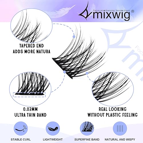 Cluster Lashes Wispy Individual Lashes C-curly Lash Clusters 10-12MM Mixed Lengths Natural Look DIY Eyelash Extensions at Home