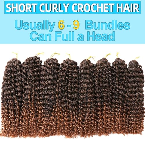 CooCooJoo 12-Inch Short Passion Twist Crochet Hair - 8 Bundles, 1B/30#, Kinky Curly for Black Women & Kids