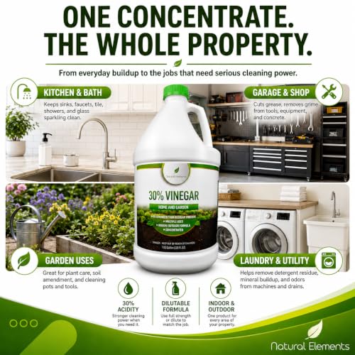 Natural Elements 30% Vinegar - Bulk 4 Gallon Pack for Cleaning & Gardening