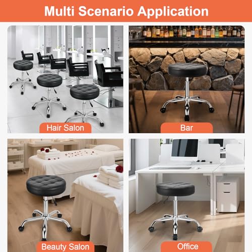 JOSTZHXIN Rolling Stool PU Leather Swivel Stools Height Adjustable, Drafting Work SPA Task Chair with Wheels, Home Office Salon Stool Chair (Style 4)