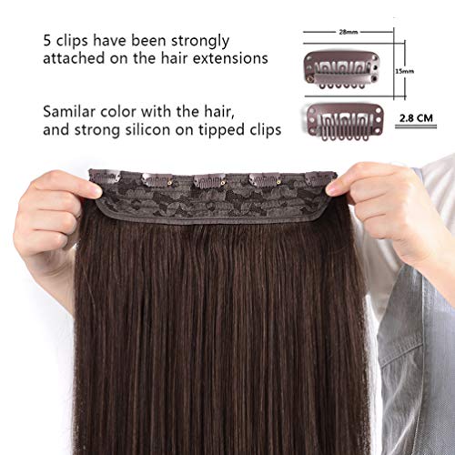 Dark Brown 14-Inch Clip-In Human Hair Extensions - Full Head, 70g, Easy to Attach