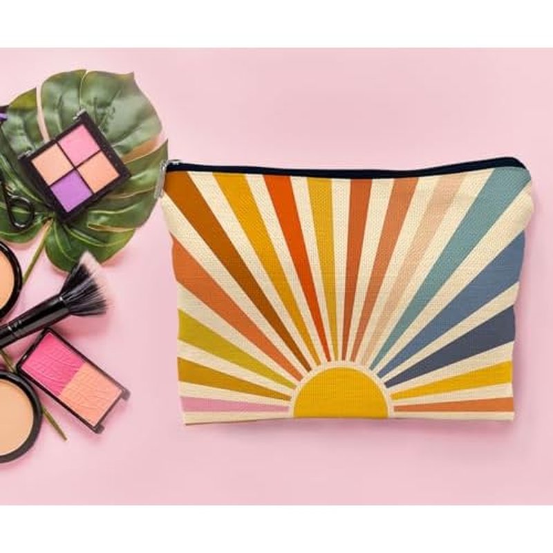 Boho Makeup Bag, Boho Sunshine Cosmetic Bags for Women, Boho Gifts for Women, Retro Small Makeup Cosmetic Bag for Purse