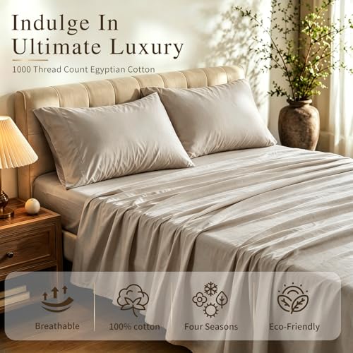 California King Cotton Sheet Set - Extra Deep Pocket 22 Inch Linen