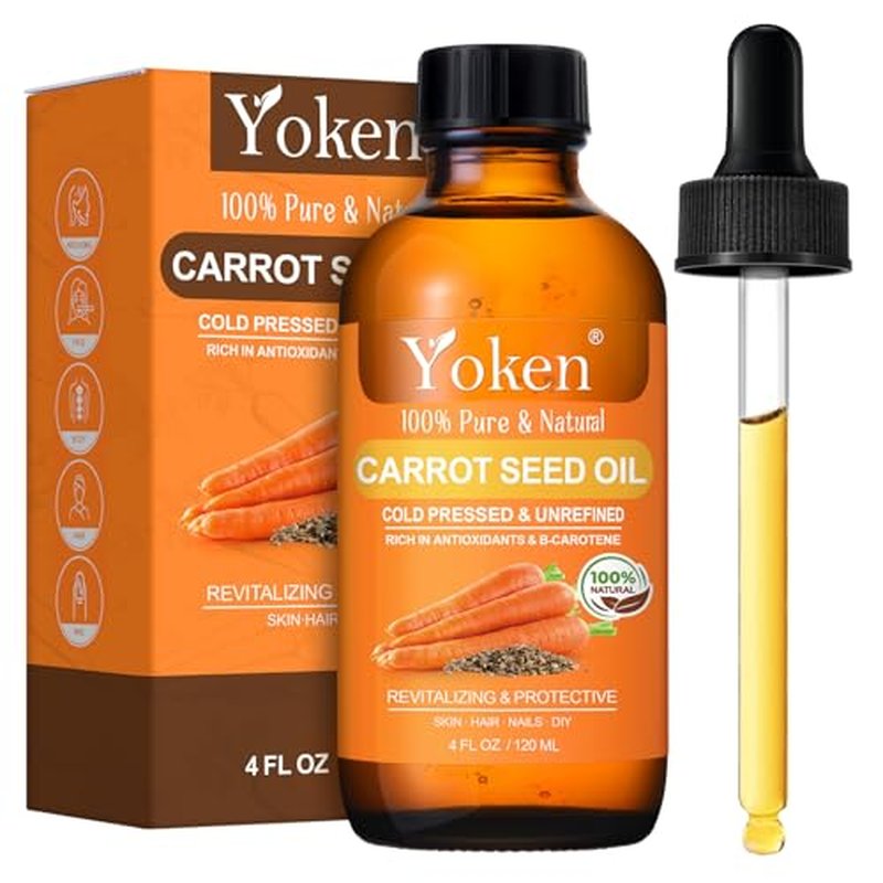 Cold Pressed Carrot Seed Oil 4 fl oz - 100% Pure and Natural Carrier Oil for Skin & Hair, Lightweight Facial & Scalp Oil, Gua Sha, DIY Blends, Massage