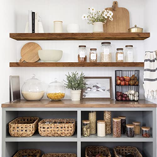QEEIG Extra Long Floating Wall Shelves Set of 2 - Brown, 47.2 Inch