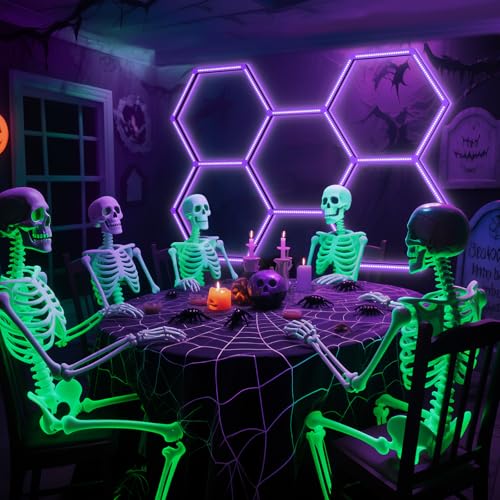 BRILLIHOOD 5-HEX UV Blacklight Fixture Pack - Hexagon LED Party Lights for Neon Glow, Halloween, Art