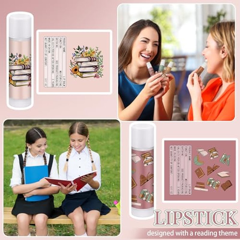 Leelosp 25 Pack Book Club Lovers Gifts Bulk Bookish Lip Balms Party Supplies Reading Accessories Librarian Bookworms Readers Gifts for Women Men Coworker Employee Teachers Students
