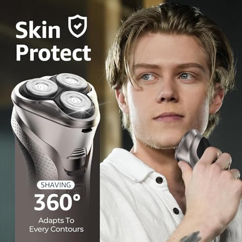 Cordless Electric Razor for Men 3-in-1 Shaver Waterproof Trimmer - Silver