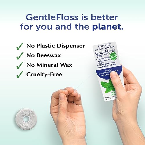 Eco-Dent GentleFloss Mint Waxed Dental Floss Vegan & Eco-Friendly Pack of 6