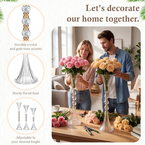 4 Pcs Tall Crystal Acrylic Trumpet Vases for Centerpieces Wedding - Variation of Trumpet Base