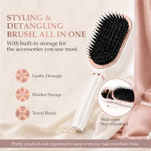 Blessed Anti-Static Hair Brush Set for Women with Boar & Nylon Bristles - Gift with Cross & Accessories - Variation of THIS listing