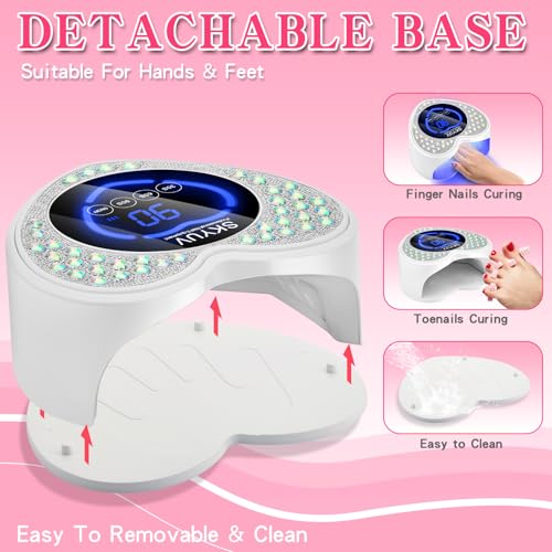 UV LED Nail Lamp, Rechargeable Cordless Nail Dryer for Gel Polish, UV Nail Light with 45 Beads, Professional Quick Dry Curing Lamp with 3 Timers Setting for Salon and Home