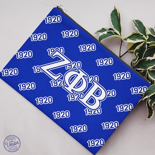 Zeta Phi Beta Sorority Paraphernalia - Official Vendor - Flat Makeup Bag - Accessory Bag - Greek Letters