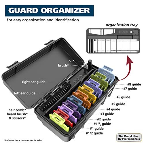 Color Coded Clipper Guard Set - 14 Piece Hair Cutting Guide with Organizer - Wahl Compatible