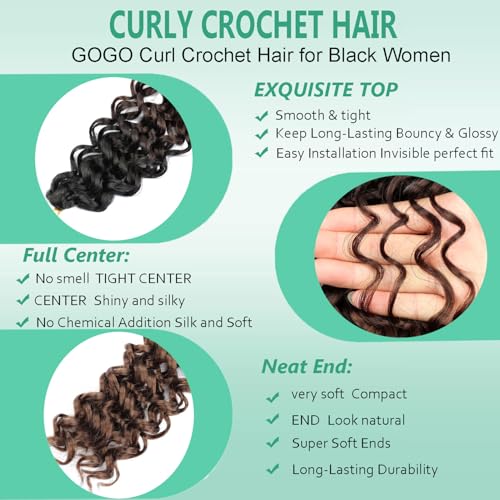 18 Inch Curly Crochet Hair for Black Women - 8 Packs, Boho Beach Wave