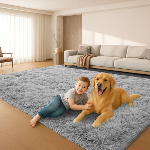 Grey Fluffy Shag Area Rug 8x10 Feet Non-Slip Thick Soft Carpet for Home - Variation of THIS listing