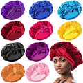 Yahenda 10 Pcs Large Satin Bonnet Soft Silky Bonnet Hair Wrap for Sleeping Adjustable Scarf for Women Men Curly Hair Stretchy for Long, Natural, Braid at Night, 10 Colors