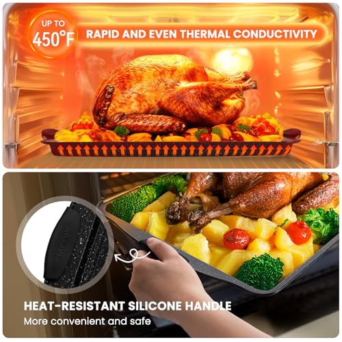 Kikcoin Black 22-Piece Nonstick Bakeware Set with Silicone Handles, Oven Safe, Stackable