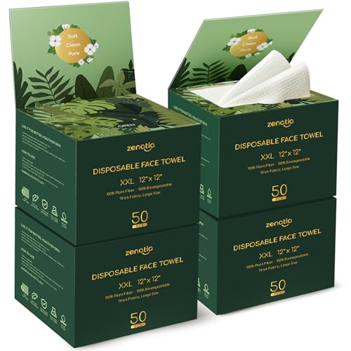 Disposable Face Towels - XXL 12x12 Inch 200 Count, Soft & Hygienic for Travel & Skincare