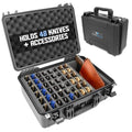 18-Inch Waterproof Lockable Knife Storage Case with 48 Slots & Accessory Compartment