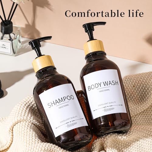 Amber Mithrgrous Refillable Shampoo & Conditioner Dispenser Set 5 Pack 16.9oz