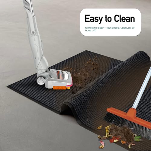 Heavy Duty Rubber Door Mat 8x4 Feet Indoor Outdoor Waterproof Entryway Charcoal