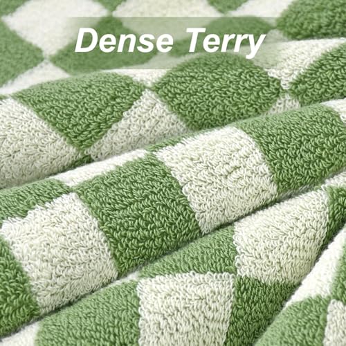 Checkered Cotton Bath Towels Set of 4 - 27.5 x 55 Inches, Multi Colors